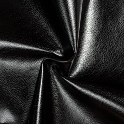 Ткань Дерматин (Кожзам) для мебели, цвет Черный (на отрез)  в Ангарске