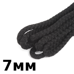 Шнур с сердечником 7мм,  Чёрный (плетено-вязанный, плотный)  в Ангарске